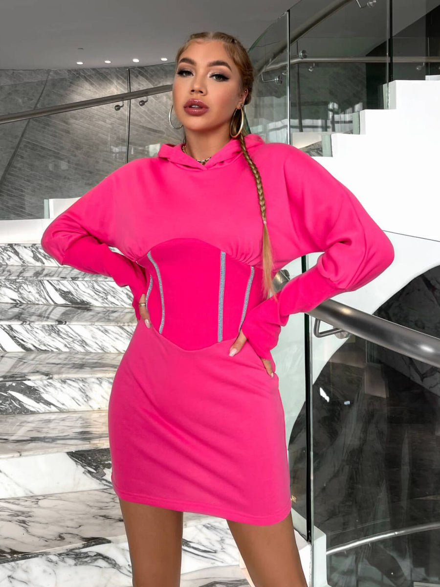 Rhinestone Hooded Mini Bodycon Dress – Flair Wear By KS