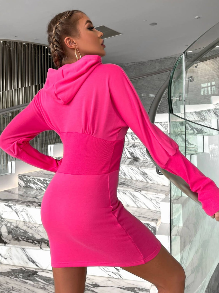Rhinestone Hooded Mini Bodycon Dress – Flair Wear By KS