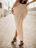 Ruched Slit Skirt