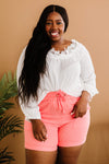 Zenana Full Size Run Cuffed Shorts in Coral