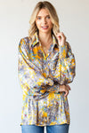 First Love Full Size Floral Lantern Sleeve Blouse