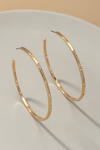 LA3accessories All That Glitters Decorative Glass Rhinestone Hoop Earrings