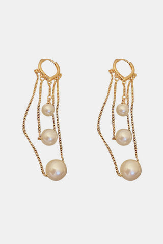 Pearl Dangle Huggie Earrings