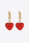 Rhinestone Heart Chain Drop Earrings