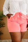 Zenana Full Size Run Cuffed Shorts in Coral